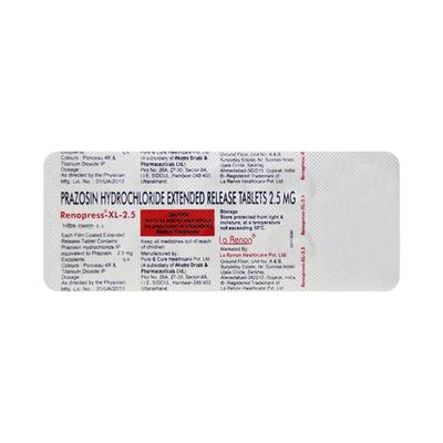 Renopress Xl 2.5Mg Tablet 10's - Hypertension-Oah