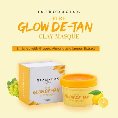 Glamveda Pure Glow Detan Cooling Clay Mask 40 gm - Masks & Peels