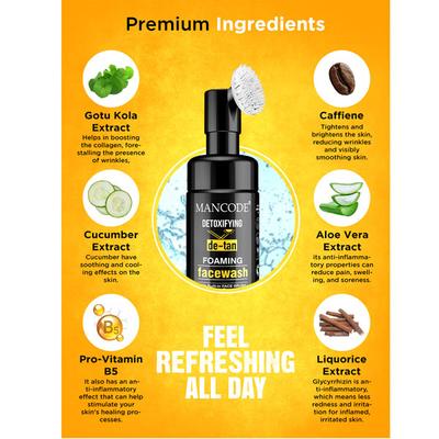 Mancode Detoxifying De-Tan Foam Face Wash 150 ml - Face Wash & Cleansers