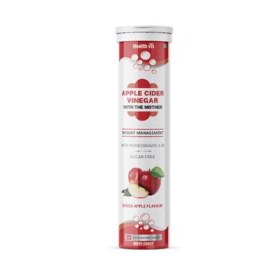 Healthvit Apple Cider Vinegar Sugar Free Effervescent Tablet - Green Apple Flavour 10's - Apple Cider Vinegar - Acv