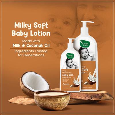 Mother Sparsh Milky Soft Baby Lotion with Milk Protien, Coconut Oil and Shea Butter, for 24Hrs Moisturization 200 ml - Creams, Lotions & Oils