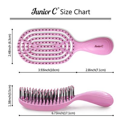 NuWay 4HAIR U.S. Patented Detangler Hair Brush for Men, Women & Kids - Light Pink - JuniorC 1s 1's - Hair Brushes