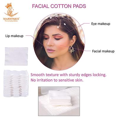 Majestique Facial Cotton Pads Cosmetic Facial Care Cleansing Square Tissues for Skin Care 150gm 250's - Facial Wipes & Tissues