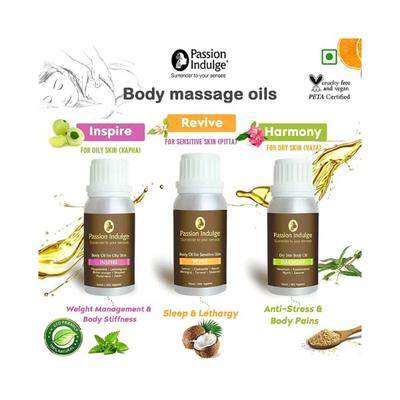 Passion Indulge Inspire Body Massage Oil For Oily Skin Mood Elevation 100 ml - Massage Oils