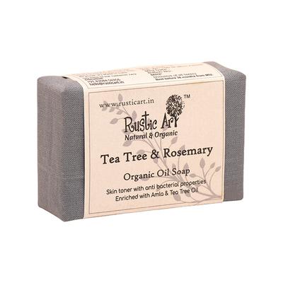 Rustic Art Organic Handmade Tea Tree Rosemary Soap 100 gm - Soaps
