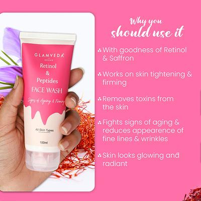 Glamveda Retinol & Peptide Anti Ageing Face WashFor Youthfull & Glowing Skin 100 ml - Face Wash & Cleansers