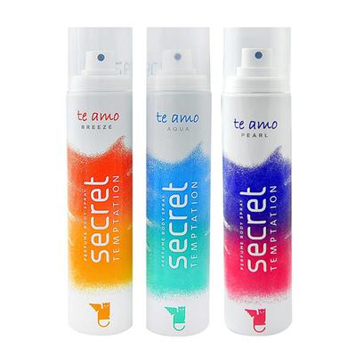 Secret Temptation Perfume Body Spray - Te Amo Aqua, Breeze & Pearl (Pack of 3 x 120 ml) - Deodorants/Roll-Ons