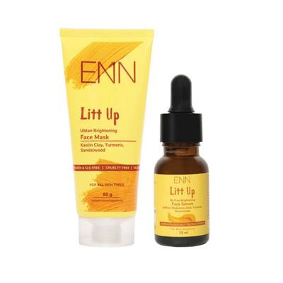ENN Litt Up Ubtan Brightening Face Mask And Brightening Serum kits 75 gm - Facial Kits