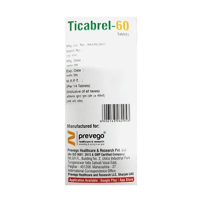 TICABREL 60 Tablet 14's - Blood Clot-Ant