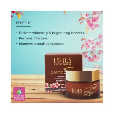 Lotus Professional Dermospa Japanese Sakura Skin Whitening Illuminating Night Cream With Spf 20 50 gm - Night Cream