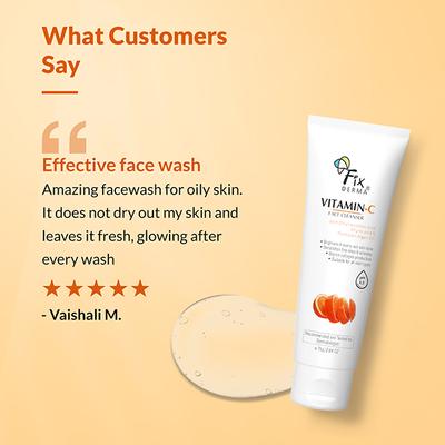 Fixderma Vitamin C Face Cleanser Dull Skin, for Women & Men, Evens Skin Tone Face Wash (75 g) - Face Wash & Cleansers