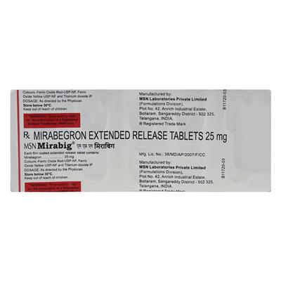 MSN Mirabig 25mg Tablet 10'S - Bladder And Prostate Disorders-Dru
