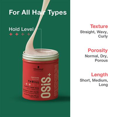 Schwarzkopf Professional OSiS+ Thrill Elastic Hair Styling Fibre Gum, Enhances defination and shine, Easy to apply and Wash, Vegan, Tames Frizz and Fly aways 100 ml - Hair Gels & Waxes