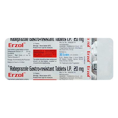 ERZOL Tablet 10's - Ulcer/Reflux/Flatulence-Aaa