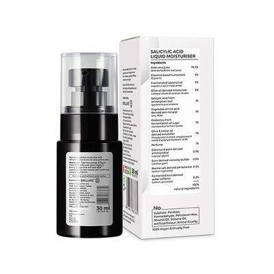 Brillare Salicylic Acid Liquid Moisturiser for Clear, Purified, Acne Prone Skin 30 ml - Lotions & Creams
