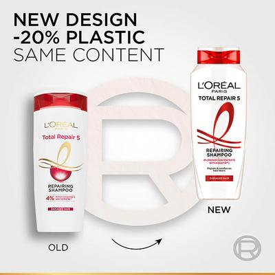 L'Oreal Paris Total Repair 5 Repairing Shampoo 4 Percent Repair Concentrate with Keratin Damaged Hair 340ml - Shampoos