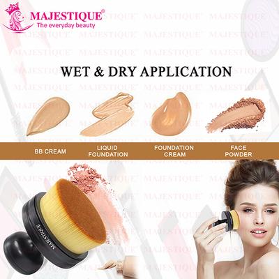 Majestique Foundation Makeup Brush Flat Top Circle Face Brush with Holder (Black) 1's - Face Brush