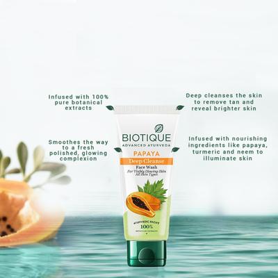 Biotique Papaya Deep Cleanse Facewash 100ml - Face Washes