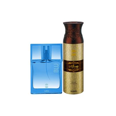 Ajmal Blu Femme EDP Floral Woody Perfume And Wisal Dhahab Deodorant Fruity Floral Fragrance 250 ml - Perfumes (Edt/Edp)