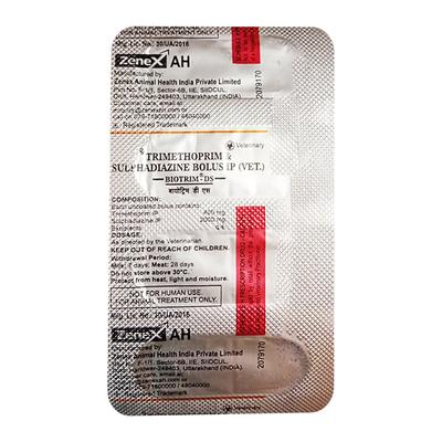 BIOTRIM DS BOLUS(VET) Tablet 4's - Veterinary-Pharma