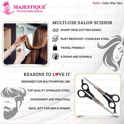 Majestique Multi Use Salon Scissor, Comfort Grip Sharp Scissors for Office Home - Multicolor 1's - Multi-Stylers