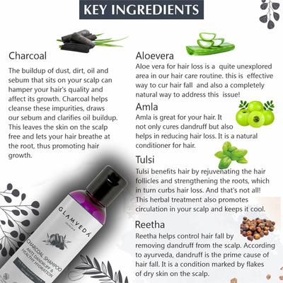 Glamveda Anti Dandruff and Healthy Hydration Charcoal Shampoo 100 ml - Shampoos