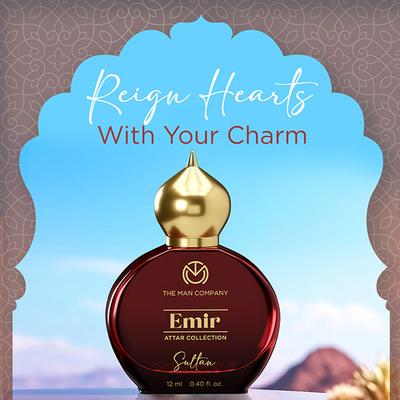 The Man Company 100% Alcohol-Free Attar Perfume for Men Sultan Emir Collection 12 ml - Men Perfumes (Edt/Edp)