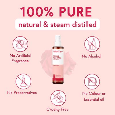 Wishcare 100% Pure & Natural Kannauj Rose Water Face Toner For Glowing Skin (200ml) - Face Moisturizers