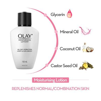 Olay Moisturising Lotion With Coconut, Caster Seed Oil,Glycerin 150 ml - Face Moisturizers
