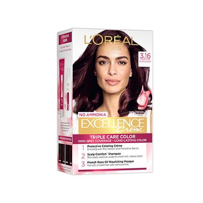 L'Oreal Paris Excellence Creme 3.16 Burgundy with French Rose Oil Triple Care Color (100 gm+72 ml) 1's - Crème