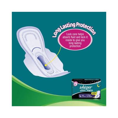 Whisper Maxi Nights Sanitary Pads for Women, XL, Pack of 15 Napkins 166 gm - Sanitary Napkins