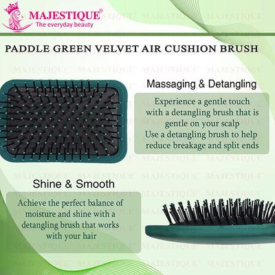 Majestique Large Paddle Brush for Styling Detangling Wet and Dry for Women, Men - Velvet Green 1's - Hair Brushes