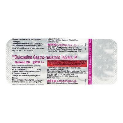 DUZONO 20mg Tablet 10's - Depression-Ant