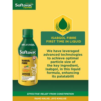 Softovac Liquifibre Sugar Free Solution - Mango Flavour 225 ml - Indigestion/Constipation