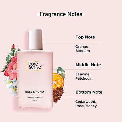 Pure Sense Rose & Honey Long Lasting Perfume Floral Fragrance for Women 50 ml - Women Perfumes (Edt/Edp)