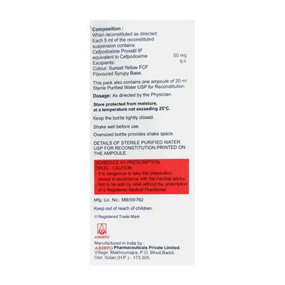 MONOCEF O 50 DELICIOUS PINEAPPLE PEPPERMINT FLAVOUR Oral Suspension 30ml - Bacterial Infections-Cep