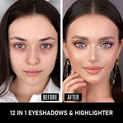 Half N Half 12 in 1 Eyeshadow & Highlighter MK-15 - 04 12gm - Face Palettes