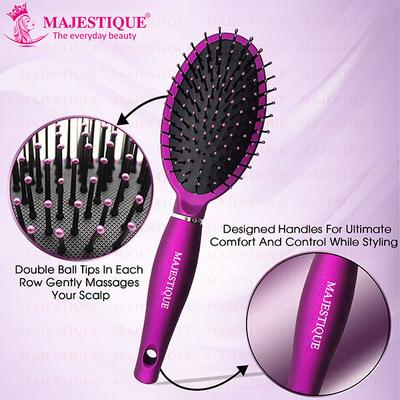 Majestique Hair Straightener Brush, Bio-Friendly Detangling Hair Brush, Comfortable and Styling - Purple 1's - Multi-Stylers