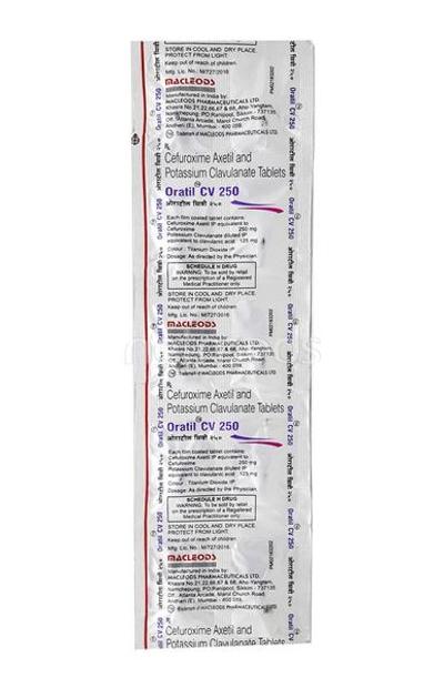 Oratil CV 250mg Tablet 10'S - Bacterial Infections-Cep