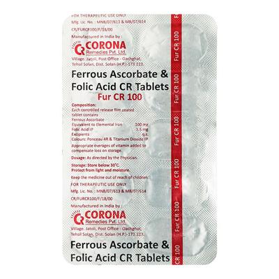 FUR CR 100mg Tablet 10'S - Iron Supplement/Anaemia-Vma