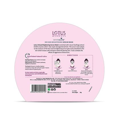 Lotus Herbals Whiteglow Infused Brighteing Serum Mask 20 Gm - Sheet Masks