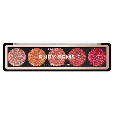 Profusion Cosmetics 5 Shade Glitter Eye Shadow Pallete Ruby Gems (4.5 gm) - Eye Shadow Palettes