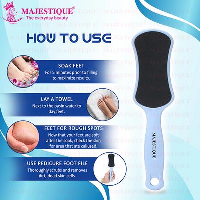 Majestique Foot File Pedicure for Callus Remover and Pedicure Tool for Wet and Dry Feet - Multicolor 1's - Callus Shavers & Stones