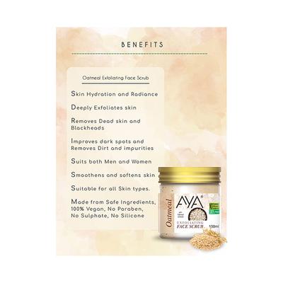 Aya Oatmeal Exfoliating Face Scrub, No Paraben, No Silicone, No Sulphate 100 ml - Scrubs & Exfoliants