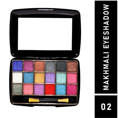 Half N Half 18 Colors Makhmali Eyeshadow With Brush In Makeup Palette Highly Pigmented Long Lasting Waterproof Smooth Blendable Colors - Multicolor-02 12.8 gm - Face Palettes