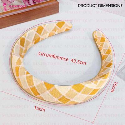 Majestique Padded & Wide Headbands, Stylish Hairband, Puffy Sponge, Printed Band - Yellow 1's - Hair Clips/Bands