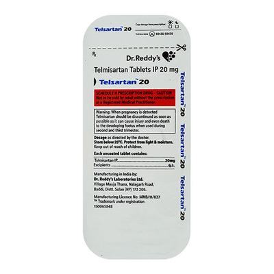 Telsartan 20mg Tablet 14'S - Hypertension-Ang