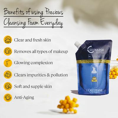 L'Occitane Immortelle Precious Cleansing Foam Refill 300 ml - Face Wash & Cleansers