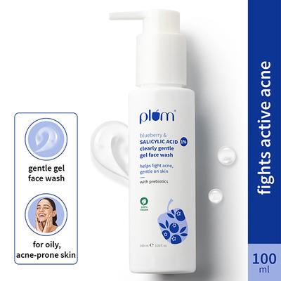 Plum 1% Salicylic Acid Gentle, Non-Drying Face Wash With Blueberr Helps Fight Active Acne 100 ml - Face Wash & Cleansers