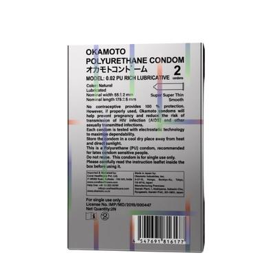 Okamoto 002 Rich Lubricative condoms 2's - Plain/Flavoured Condoms